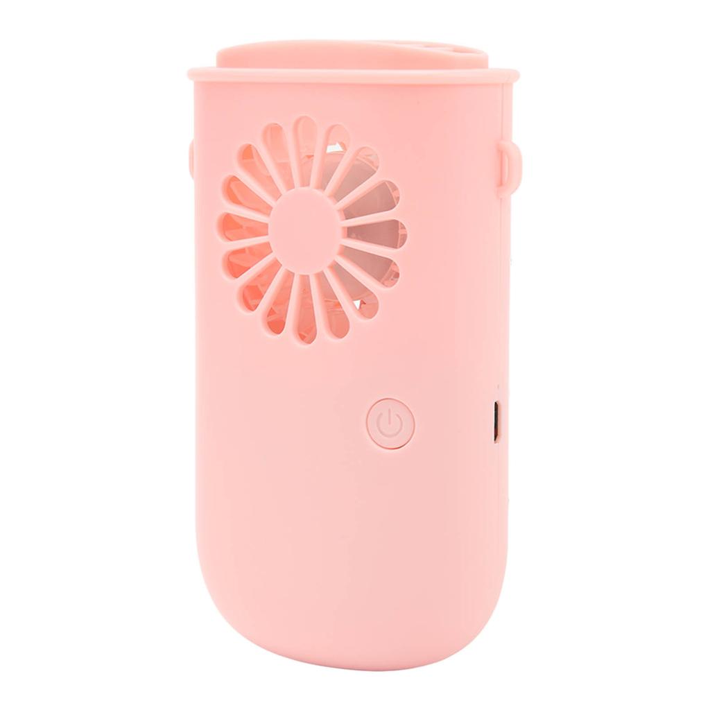 Przenośny wentylator na szyję z 3 prędkościami, ładowany, 800mAh, mini wentylator naszyjnikowy do biura, na kemping, na wędrówki, różowy
