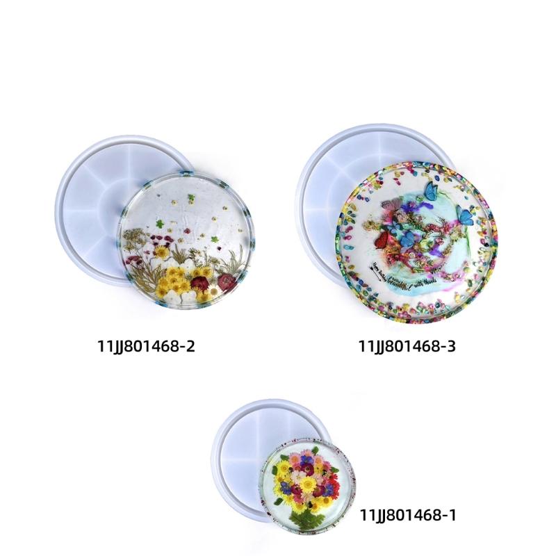 Lagerung Tablett Silikon Form DIY Runde Tablett Form Kristall Epoxidharz Formen Gips Beton Zement Handwerk Gussform