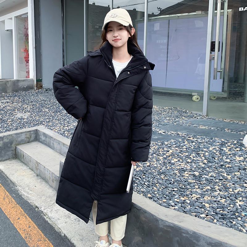 

Хлопковая одежда Женская Студенты художественного экзамена Толстовка выше колена Утепленная Зима 2025 Новая Хлопковая одежда Свободные Пуховики в стиле китайской оперы XXL чёрный