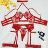 Sexy Skeletonized Erotic Lingerie Set Bandage Neck Ring Bra Lingerie Lace Underwear Thong Low Waist G-String Erotic Set