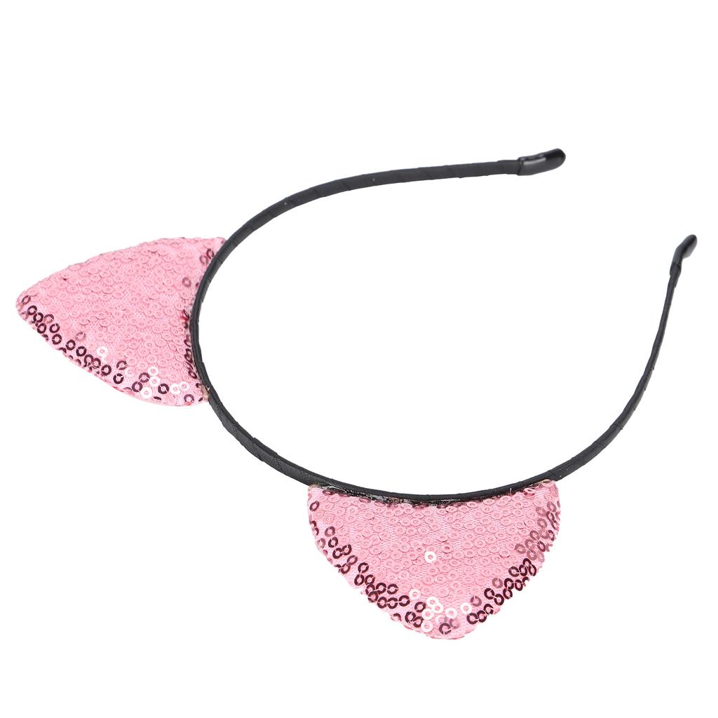 Reversible Sequin Cat Ears Headband Shiny Cat Ear Hair Hoops Women S Kitty Hair AccessoriesPink