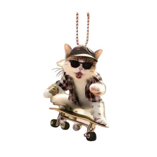 Car Pendant Lightweight Portable Cat Dog Design Hanging Pendant 2D Acrylic Charm Keychain Keys Backpacks Handbags Accessories
