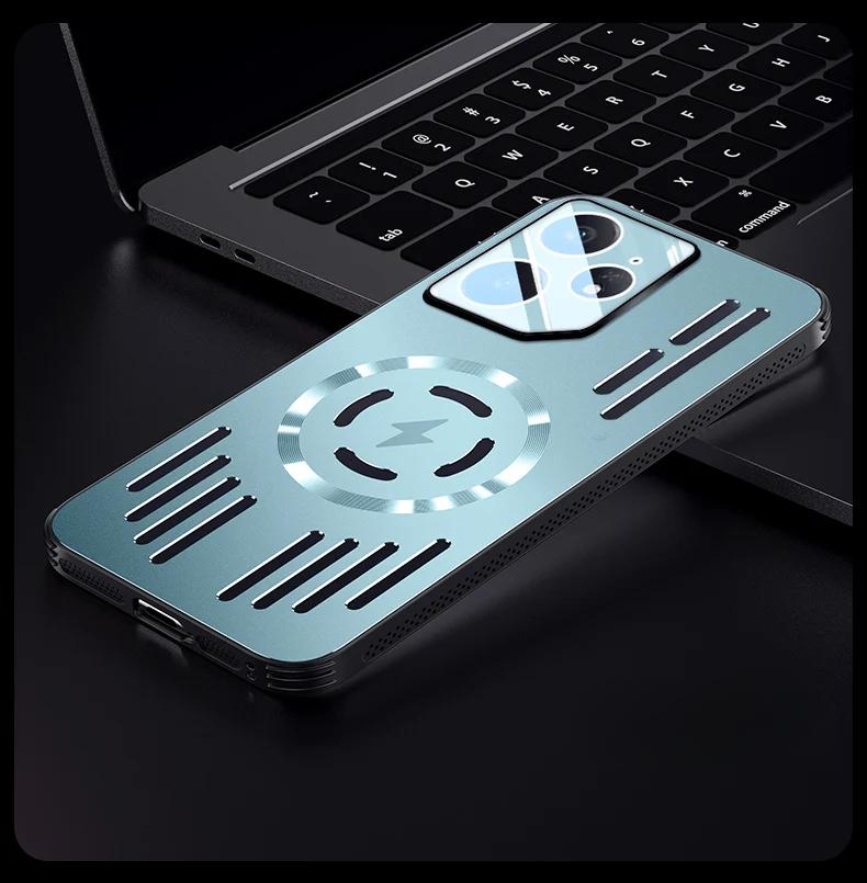 Metal Heat Dissipation Shockproof Magnetic Case For Realme Neo7 Neo 7 Magsafe Aluminium Alloy Hard Cover Bumper Shell