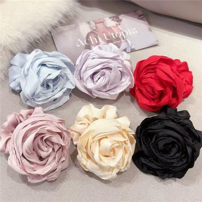 High-end Large Rose Flower Hair Decoration Elastic Band Luxury Fabric Hair Scrunchies