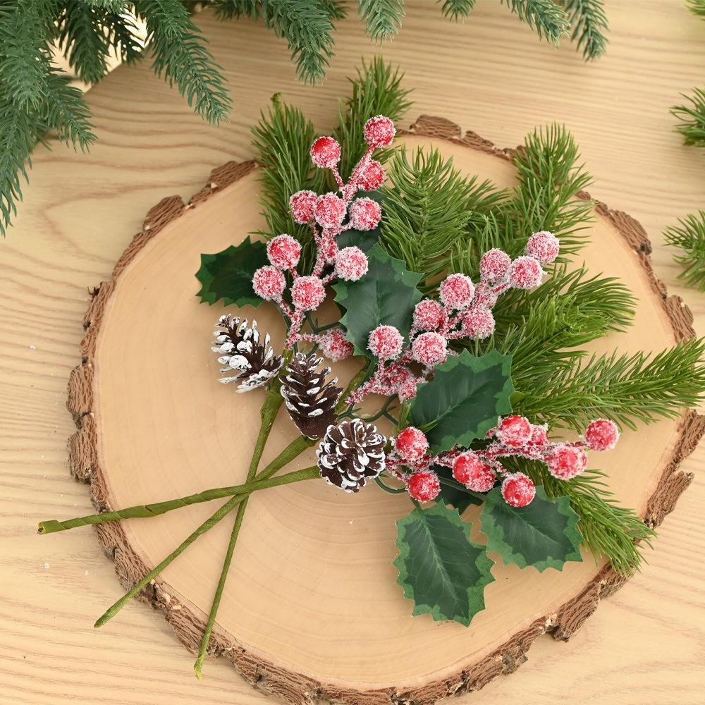 4 Pack Artificial Frosted Branches with Pinecones, Berries and Christmas Leaves for Holiday Home Decor