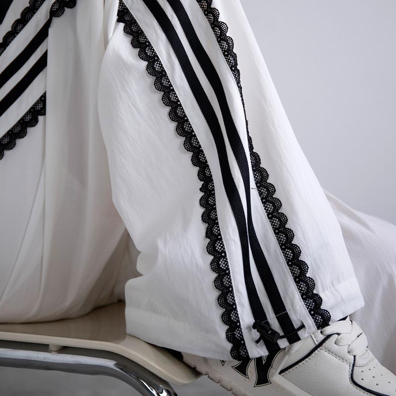 Lace Quick-drying Sweatpants Women's Spring and Summer New Casual Pants High Waist Drape Loose Wide-leg Straight-leg Pants