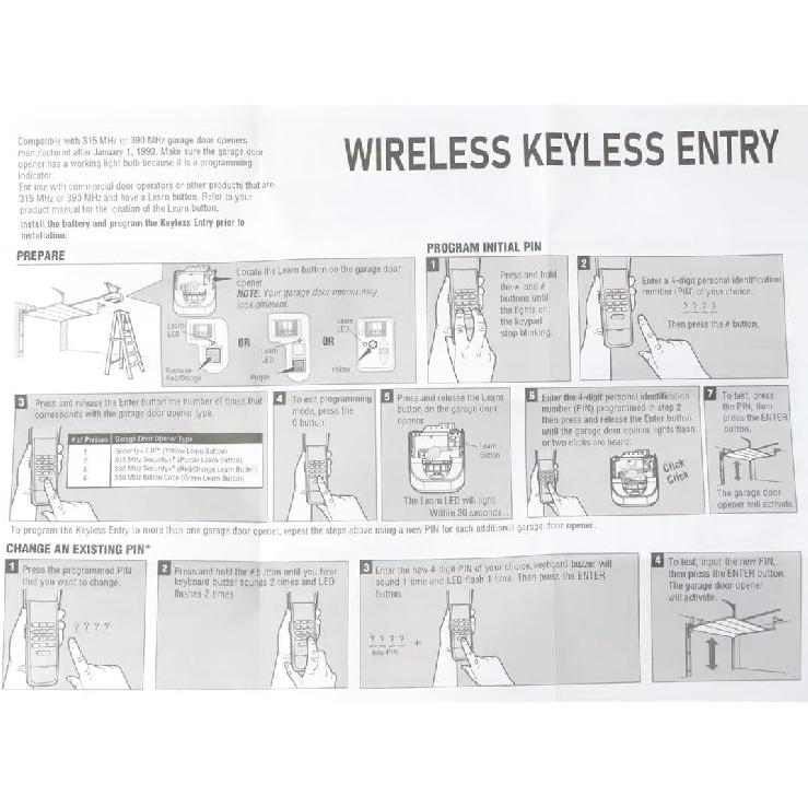 2024 New Garage Door Wireless Keypad 315 390MHz Door Opener Remote for Craftsman 139.18750 139.30498 139.30499 139.3050 139.53680 139.53681 139.53684