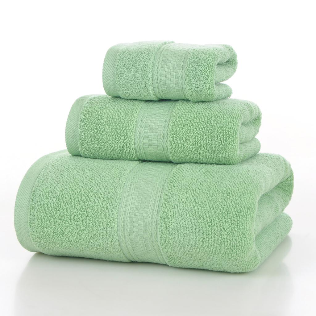 Style, plain cotton towel, three-piece household towel, soft and absorbent.