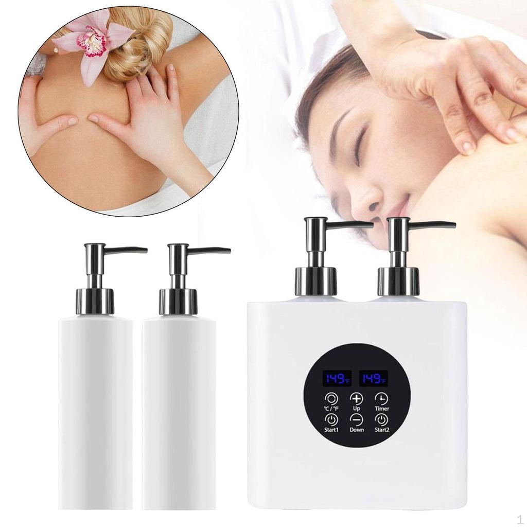 Double Bottle Oil Heater Electric Temperature Adjustable Cream Black