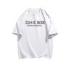 Unisex Retro Hong Kong Style Five-Sleeve White T-Shirt - Loose Summer Fit for Couples, Trendy Short-Sleeve Top
