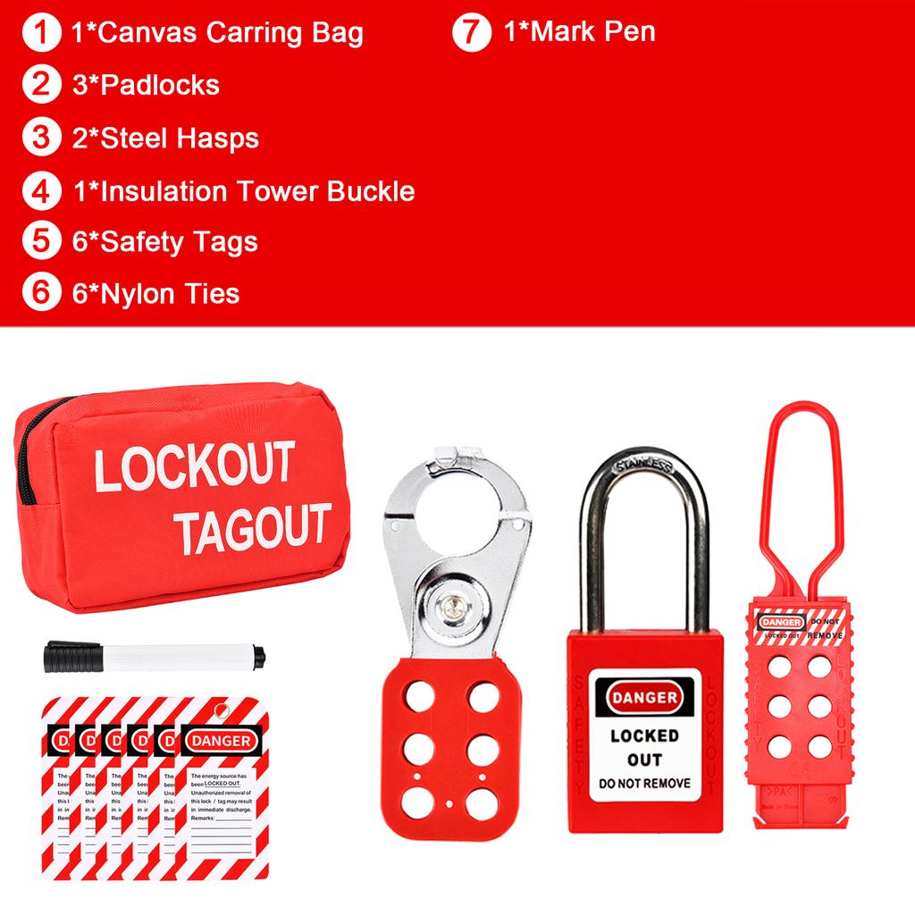Kit de Bloqueo y Etiquetado Candado de Seguridad Eléctrico con Llave Juego de Candados de Bloqueo Grupal Etiquetas Loto Candados de Bloqueo y Etiquetado con Bridas Plásticas Bolígrafo