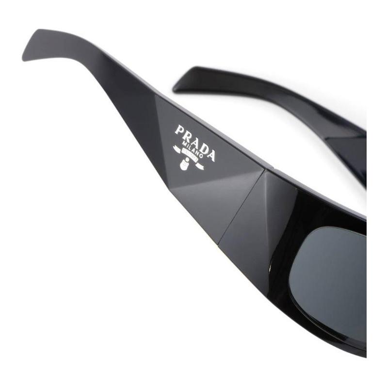 Prada Temple Logo Rectangular Sunglasses Men's Black Black 60 in original box and bag