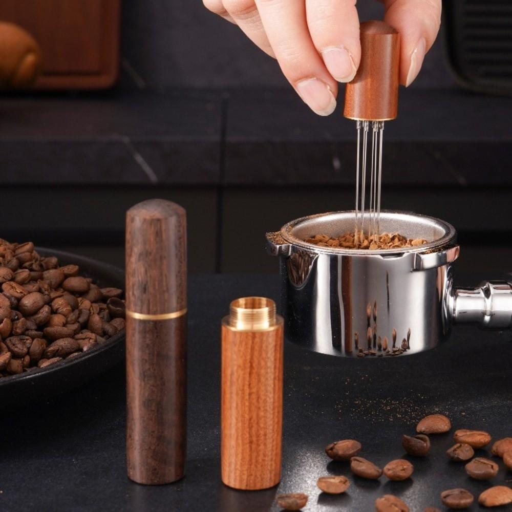 Stainless Steel Coffee Powder Tamper Mini Wood Handle Espresso Coffee Stirrer Cloth Powder Needle Cafe Stirring Tool
