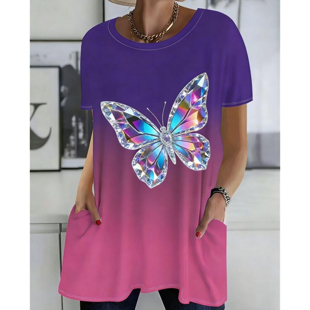 2026 Neues Sommer-T-Shirt mit kurzen Ärmeln, 3D-bedrucktes T-Shirt mit Tasche, Lässig und Modisch, Übergröße T-Shirt