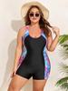 2026 New European and American Plus Size One-Piece Conservative Women's Surfing Swimsuit with Boxer Shorts