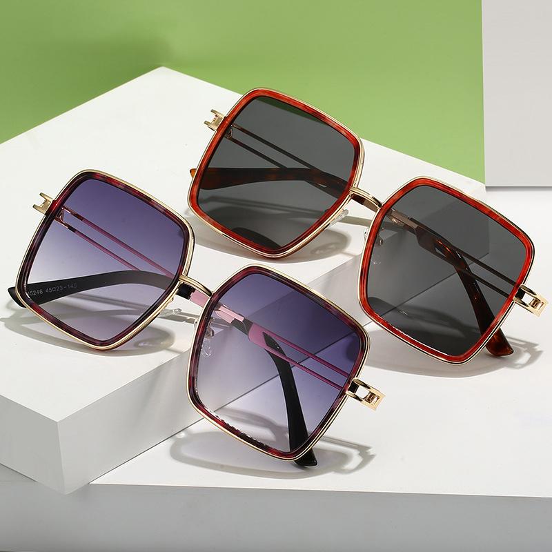 Modne Eleganckie Duże Oprawki Odporne na UV Retro Gradientowe Okulary Przeciwsłoneczne M5246 Dla Kobiet Mężczyzn
