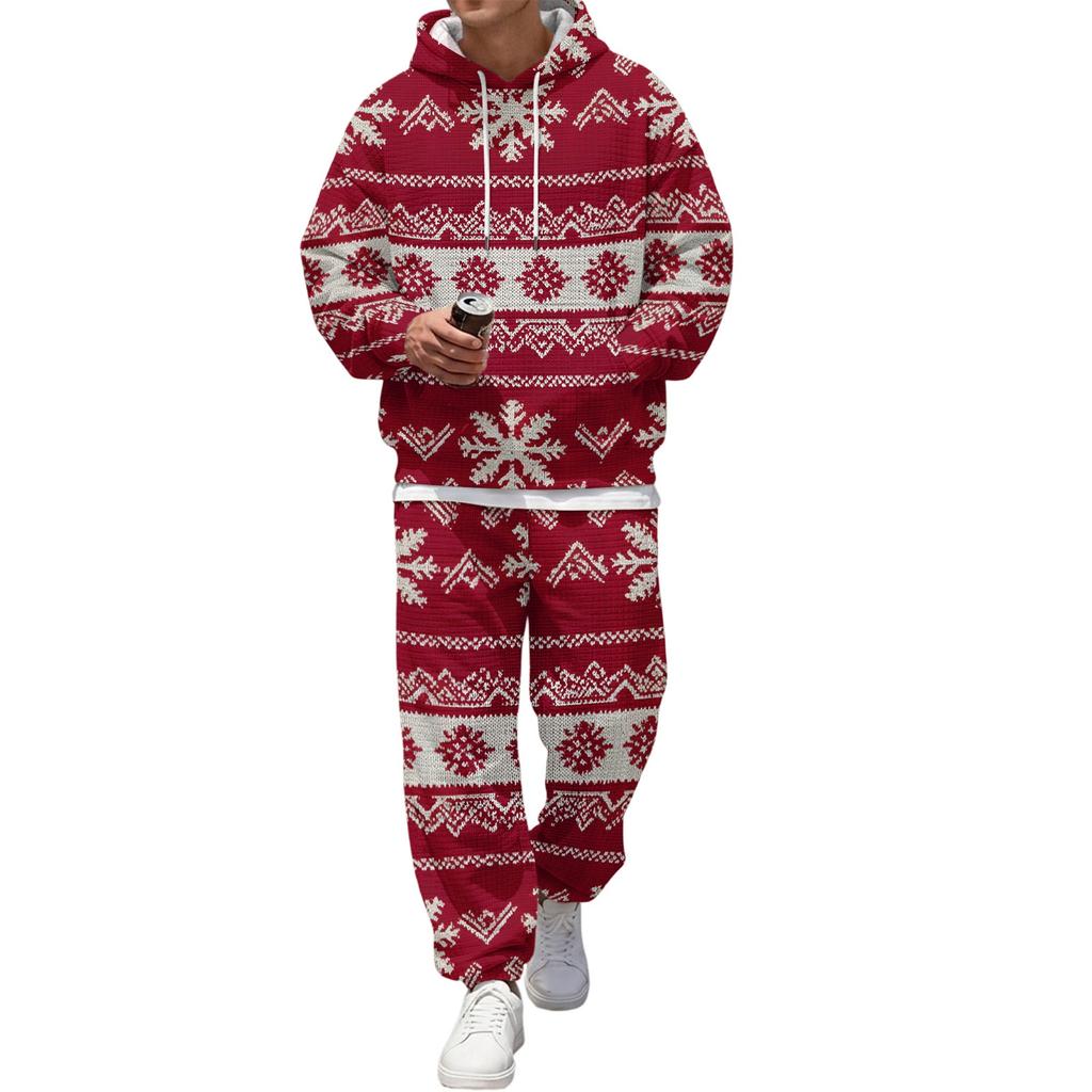 Men's Casual Sweatshirt Set with Pattern for Fall and Winter