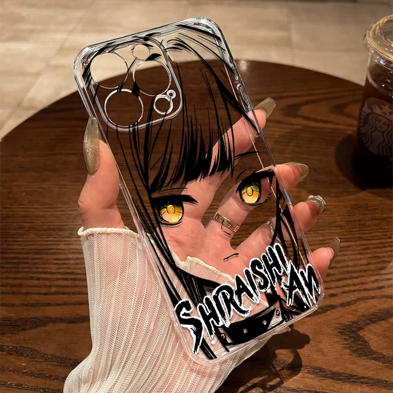 Anime Girl Line Art Clear TPU Phone Case For IPhone 15 Pro Max & Samsung Galaxy S24 Ultra, Shockproof Cover