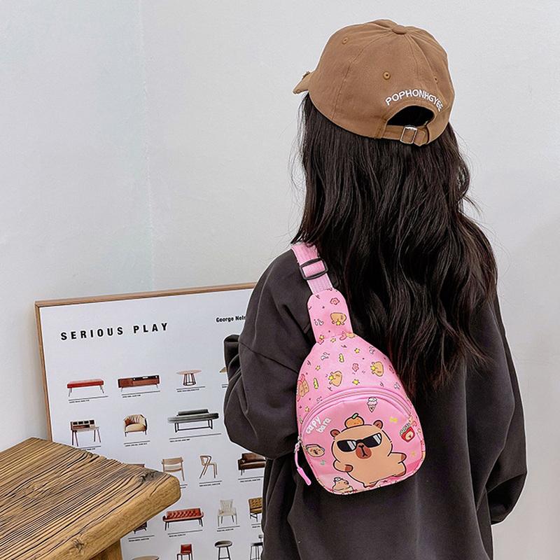 Cartoon Capybara Backpack Crossbody Bag Cute Printed Chest Bag  Storage Bag For Kids Portable Gift For Girls Boys