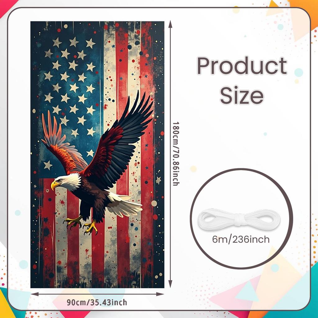 USA-Themen-Türabdeckung Ausgebreiteter Adler USA-Themen-Banner Patriotischer Hintergrund Weißkopfseeadler-Design Weißkopfseeadler-Ausstellung für National
