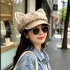 Polka dot plush ear guard beret for women, autumn and winter, warm, face-flattering, small big head circumference, versatile, niche, cute newsboy hat