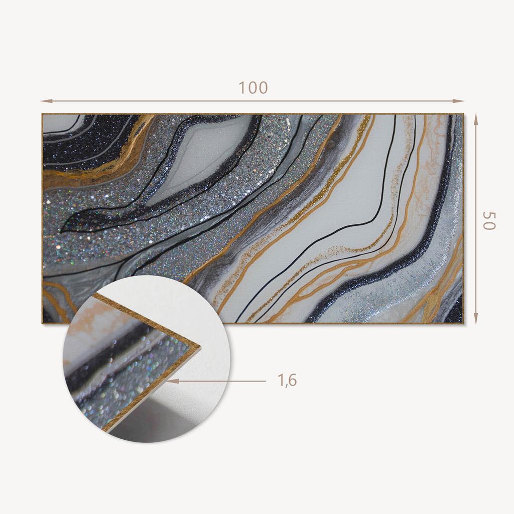 Self-adhesive Vinyl Wall Covering with Graphics for the Kitchen 100x50 cm Abstract Waves with Glow