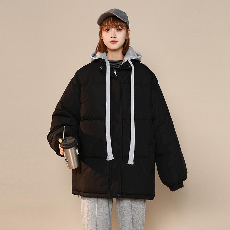 New Korean Style Hooded Down-padded Jacket for Women In Winter, Loose Solid-color Cotton-padded Jacket for Small Students, Thickened Jacket