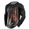 Men's T-shirt Retro American Street Style Long-Sleeved Shirt 3D Printed Sports T-shirt Round-neck Long-Sleeved Tee Harajuku Y2k
