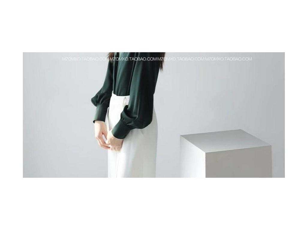 2025 Women's Stylish Satin Long-Sleeve Commuter Shirt - Slim Fit for Spring & Autumn