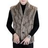 Men's Winter 2025 Faux Leather & Golden Mink Velvet Fur-Integrated Thick Gilet Jacket