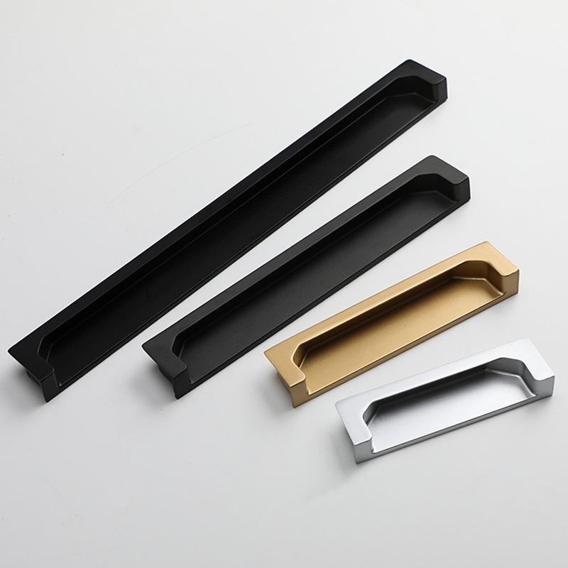 Zinklegierung Einlassbarer Klappgriff Griff Schrank Schubladengriffe Schranktür Eingelassener Öffnungsschlitz Schiebetürgriff Verlängerter Griff
