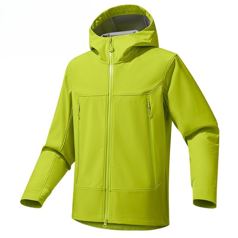 Men's Outdoor Windproof and Waterproof Large Pocket Hooded Plus Velvet Soft Shell Jacket Autumn and Winter Mountaineering Suit