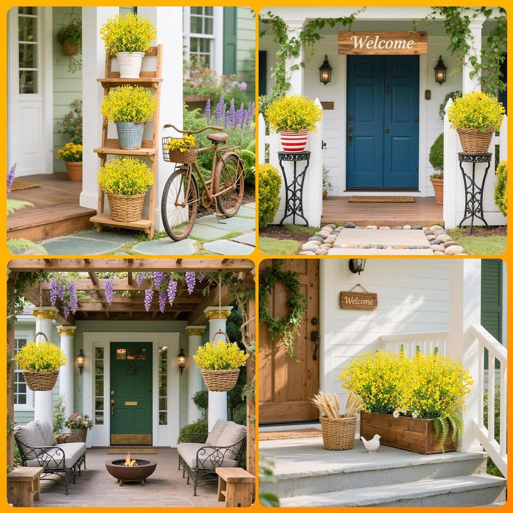 Thanksgiving Fake Flowers for Decoration - 3PCS Artificial Flowers for Outdoors Fake Plants Indoor Plants Fall Decorations for Home Decor Patio