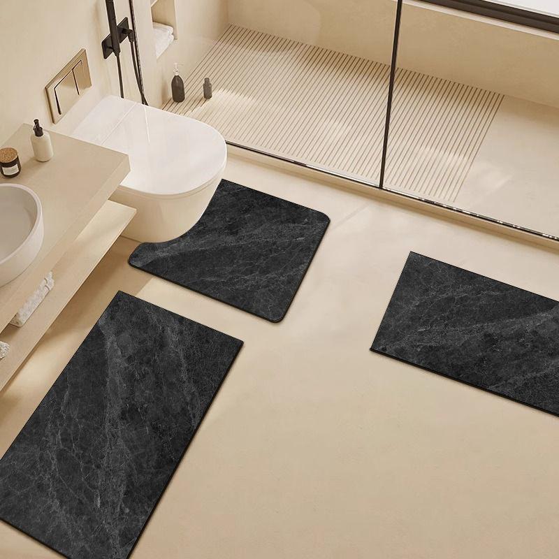Stone Textured Printed Toilet Cushion Diatom Mud Bathroom Floor Mat Quick Drying Anti Slip Shower Pad Modern Home Decoration Bathroom Accessories