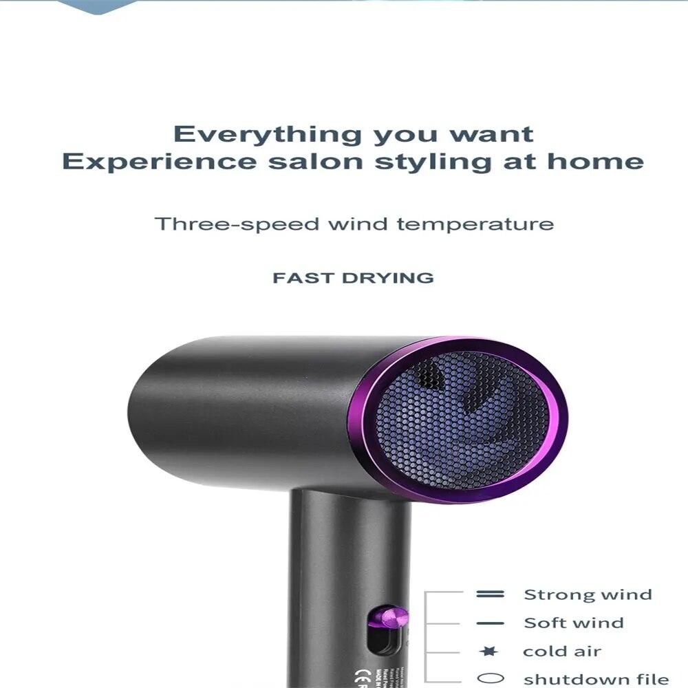 5558hårføner med diffuser, 1600w ionisk hårføner, profesjonell bærbar hårføner og tilbehør for kvinner med krøllete hår