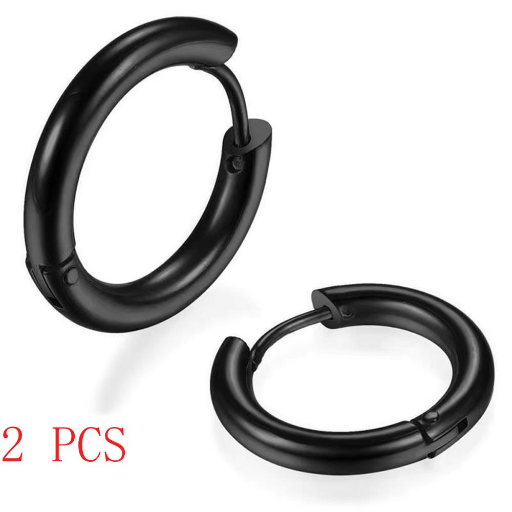 2 PCS Small Hoop Earrings Silver Color Stainles Steel Round Pendientes Anti-allergy for Women Men 2025 Fashion Jewelry Gifts