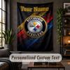 Personligt Vægtæppe, Pittsburgh Steelers Brugerdefineret Tekst, Blødt Stof Vægkunst Til Indendørs Dekoration