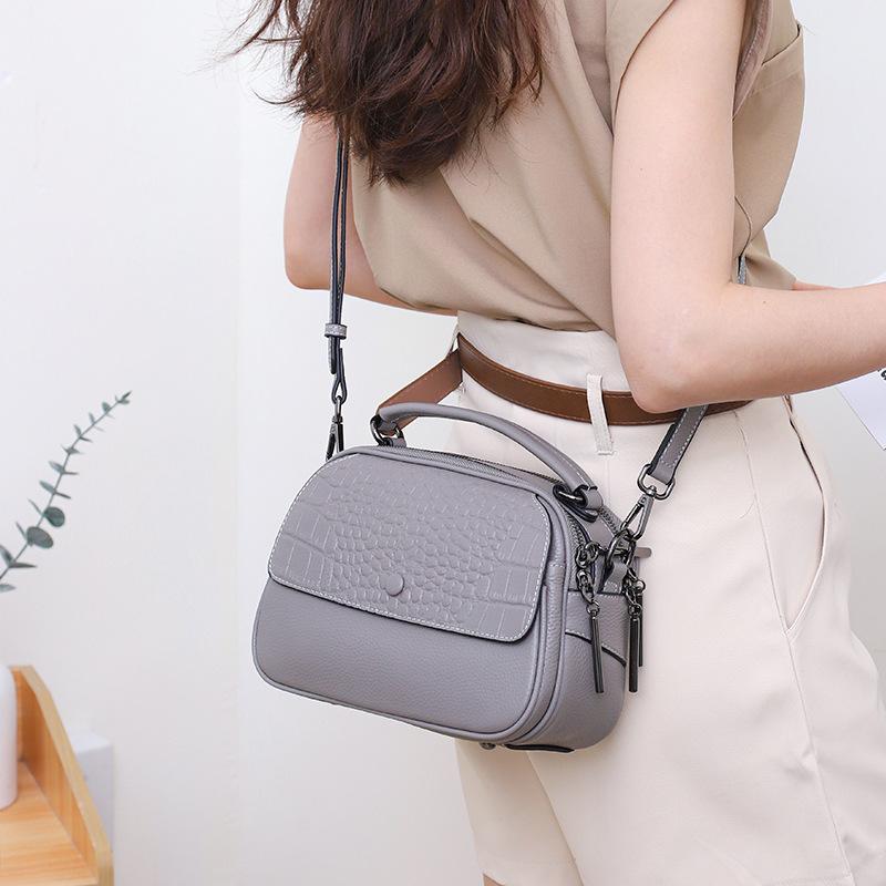 Genuine Leather Women's Bag 2025 New High-end Elegant Single Shoulder Bag Versatile Crocodile Pattern Commuter Handbag Crossbody Bag for Women