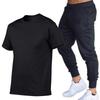 Herren Sommer Freizeit Shorts & Skinny Hosen Set - Baumwolle Rundhals T-Shirt & Lange Hosen