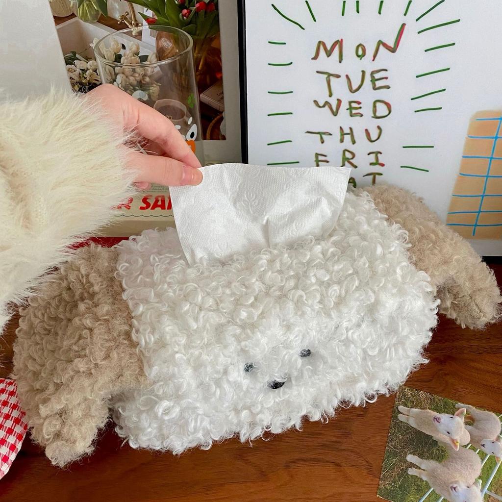 Niedliche Plüschhunde-Taschentuchbox Kreative Zeichenpapierbox Wohnheim Damenheim Wohnzimmerdeko Desktop-Taschentuchbox