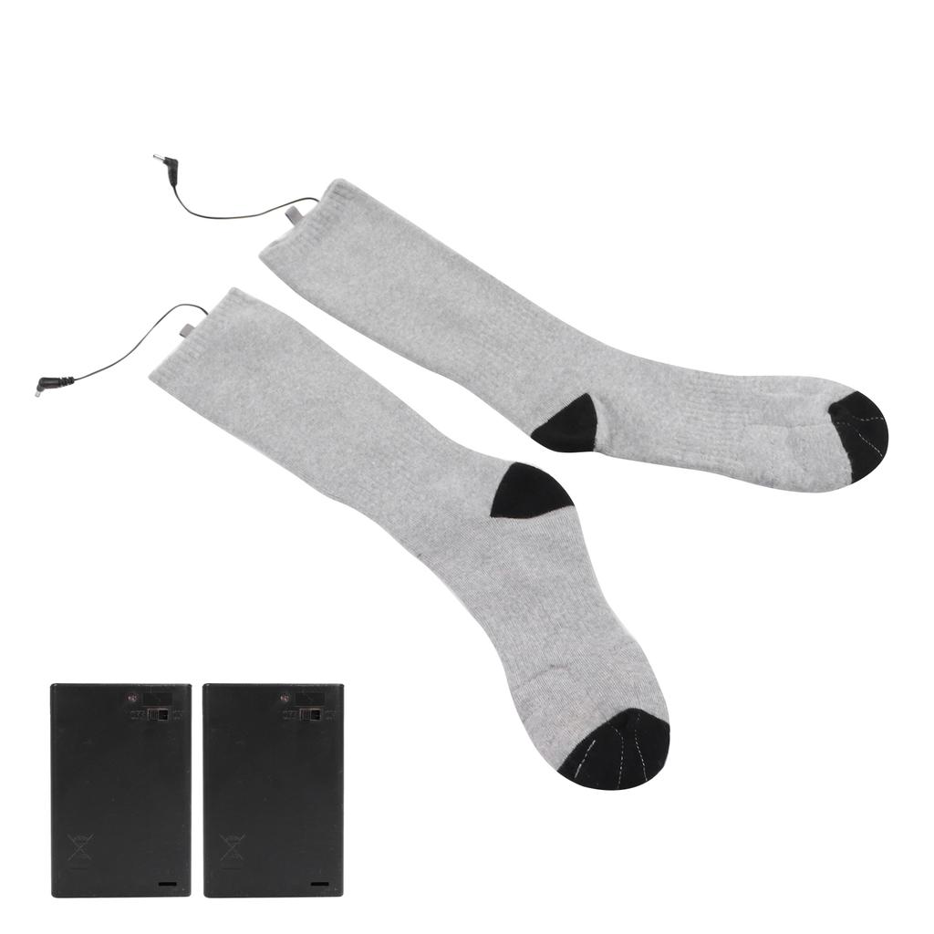 Portable Electric Heating Socks Rechargeable Battery Thermal Gray Sock for Men Women
