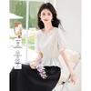 Elegant Pure Cotton Short Sleeve Blouse
