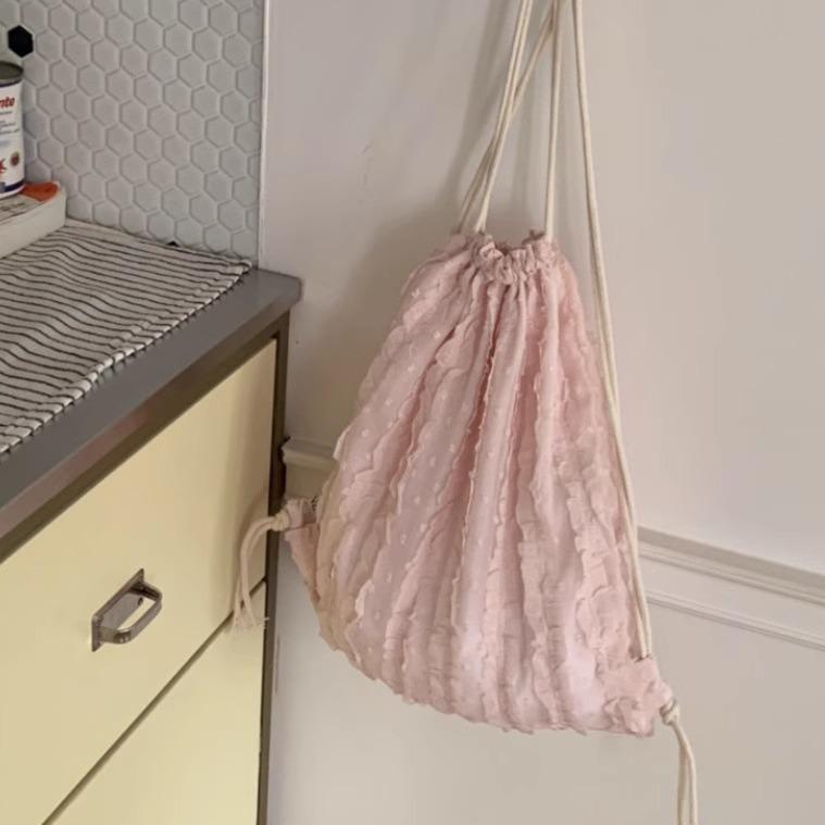 

Шифоновая сумка-мешок на шнурке для девочки, большая вместимость, для поездок на работу, сумка-баул, студенческая сумка для хранения, регулируемая наплечная сумка розовый