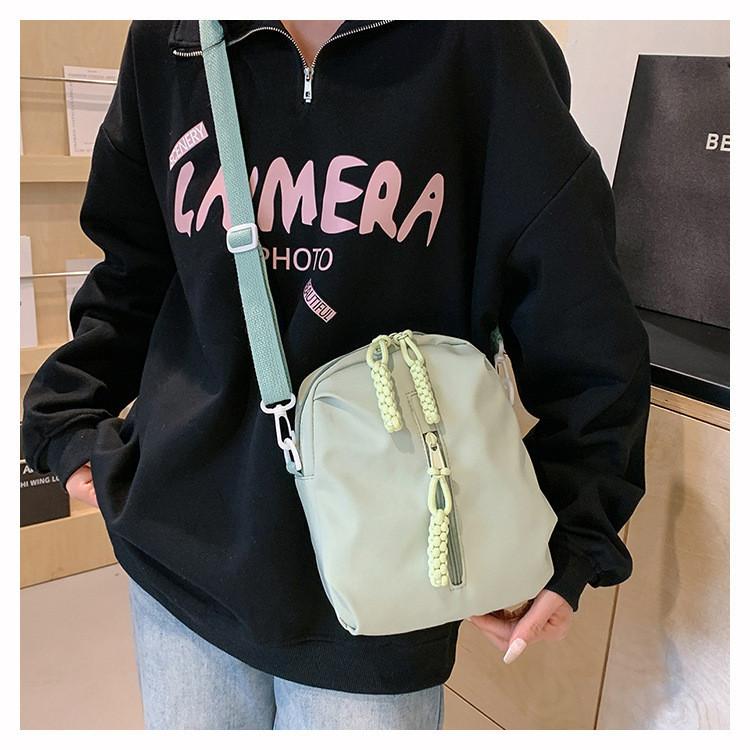 2024 New Women's Chest Bag Summer Small Fresh Casual Nylon Canvas Bag Street Fashion Cute Girl Minimal Crossbody Bag White Green Purple Black