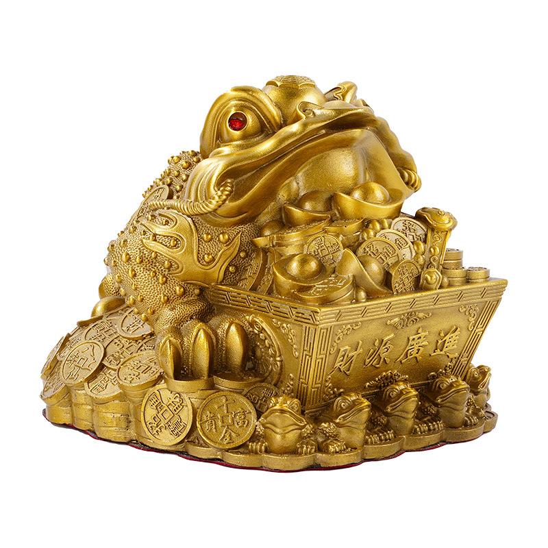 Ornement Grenouille Dorée en Laiton pour la Richesse et la Prospérité, Cadeau pour Ouverture de Magasin, Objet Décoratif pour Salon et Bureau, Artisanat