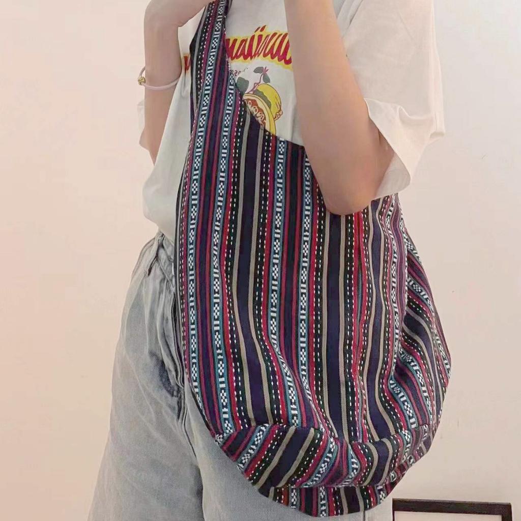 Borsa Casual da Donna Retrò Azteca Europea e Americana a Spalla Singola Portatile in Tela di Cotone e Lino Jacquard