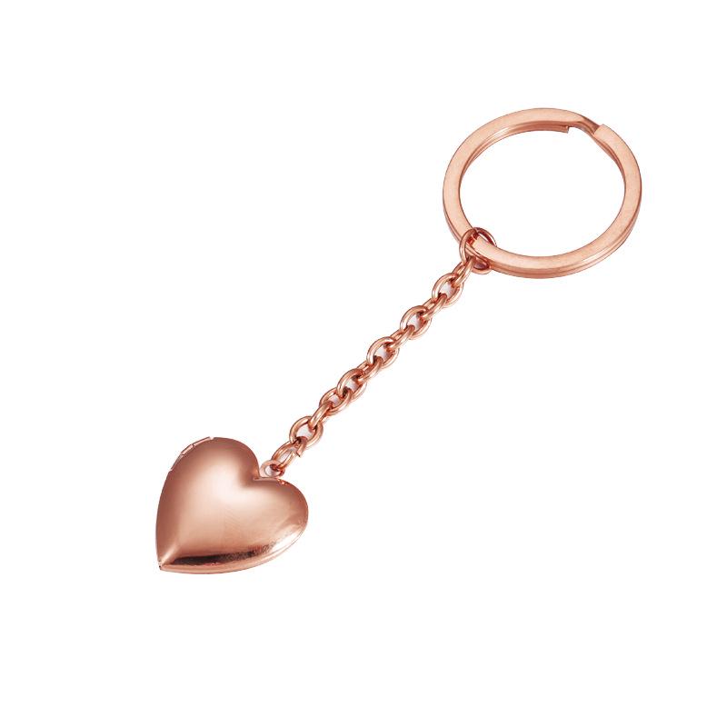316L Stainless Steel Heart-Shaped Photo Keychain for Couples or Friends