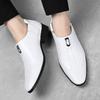 Fashion White Mens Casual Loafers Driving Fashion Male Comfortable Business Formal Spring Leather Men Lazy Metal Dress Shoes