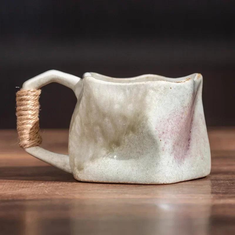 240ml Ceramic Tea Coffee Cups Irregular Shape Retro Drinkware Milk Coffee Mug Home Kitchen Desktop Juice Cup Handheld Type Mugs