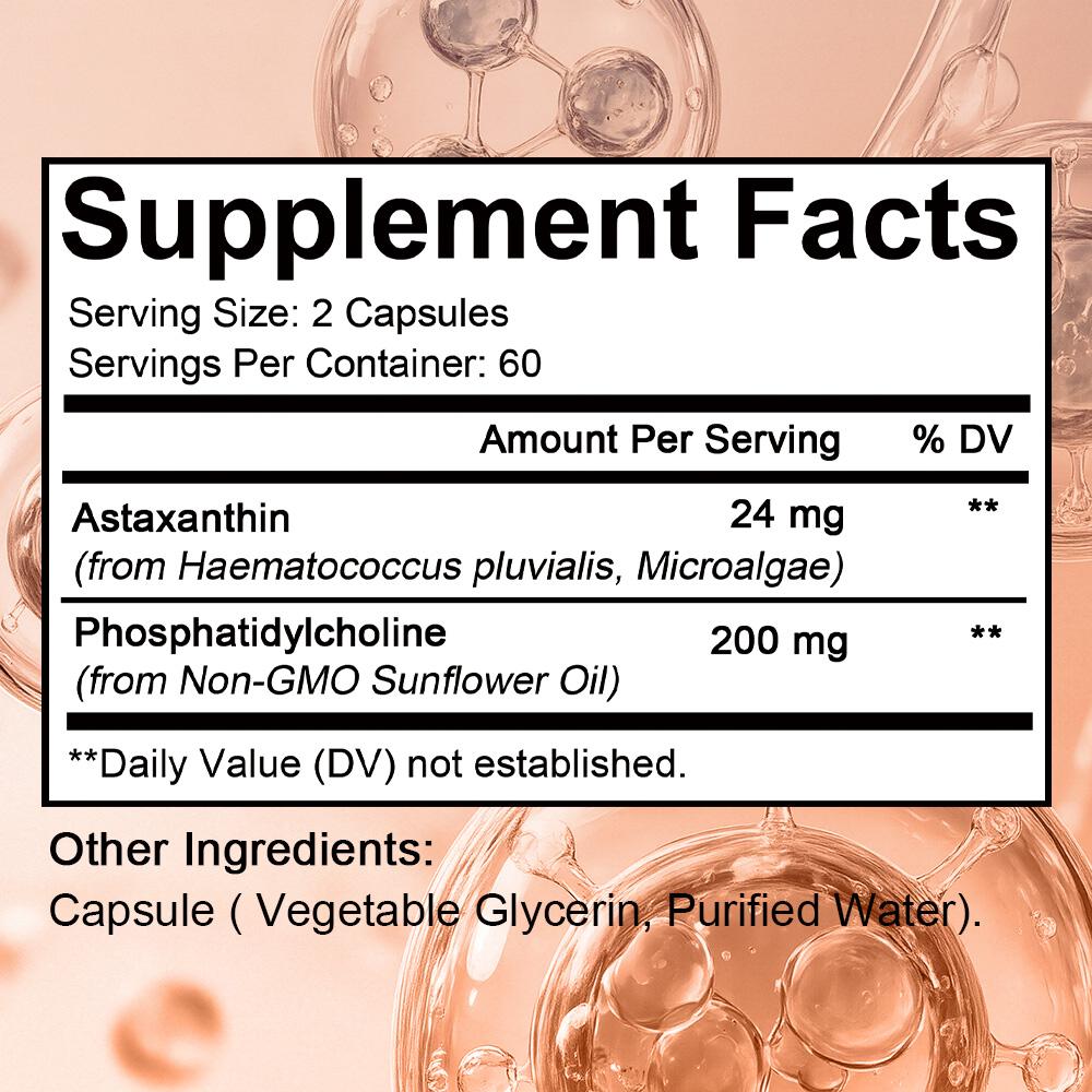 Liposome Astaxanthin 120 Soft Capsules - Balances Skin Cell Health